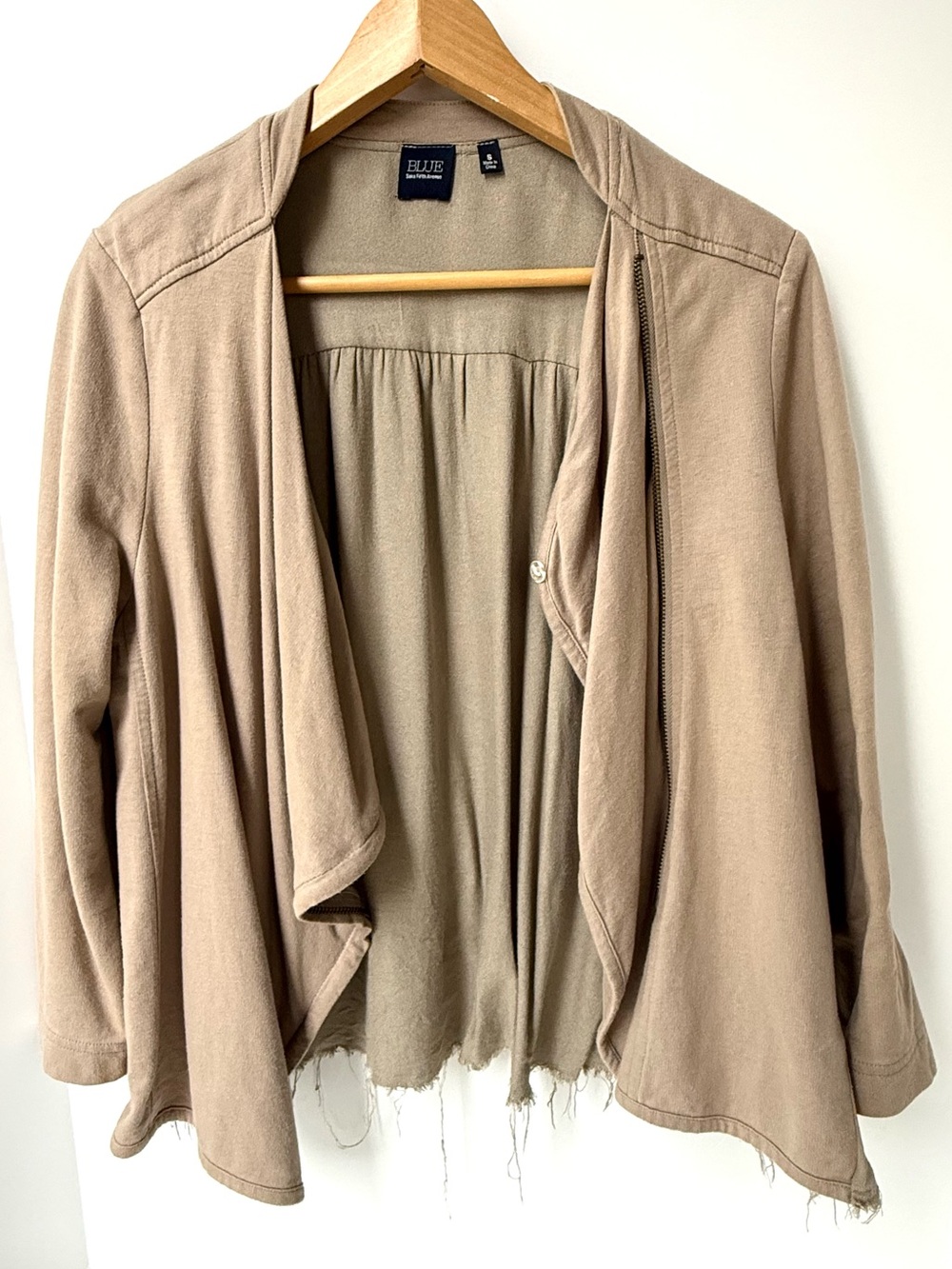 Saks Fifth Avenue Taupe Open-Front Draped Jacket